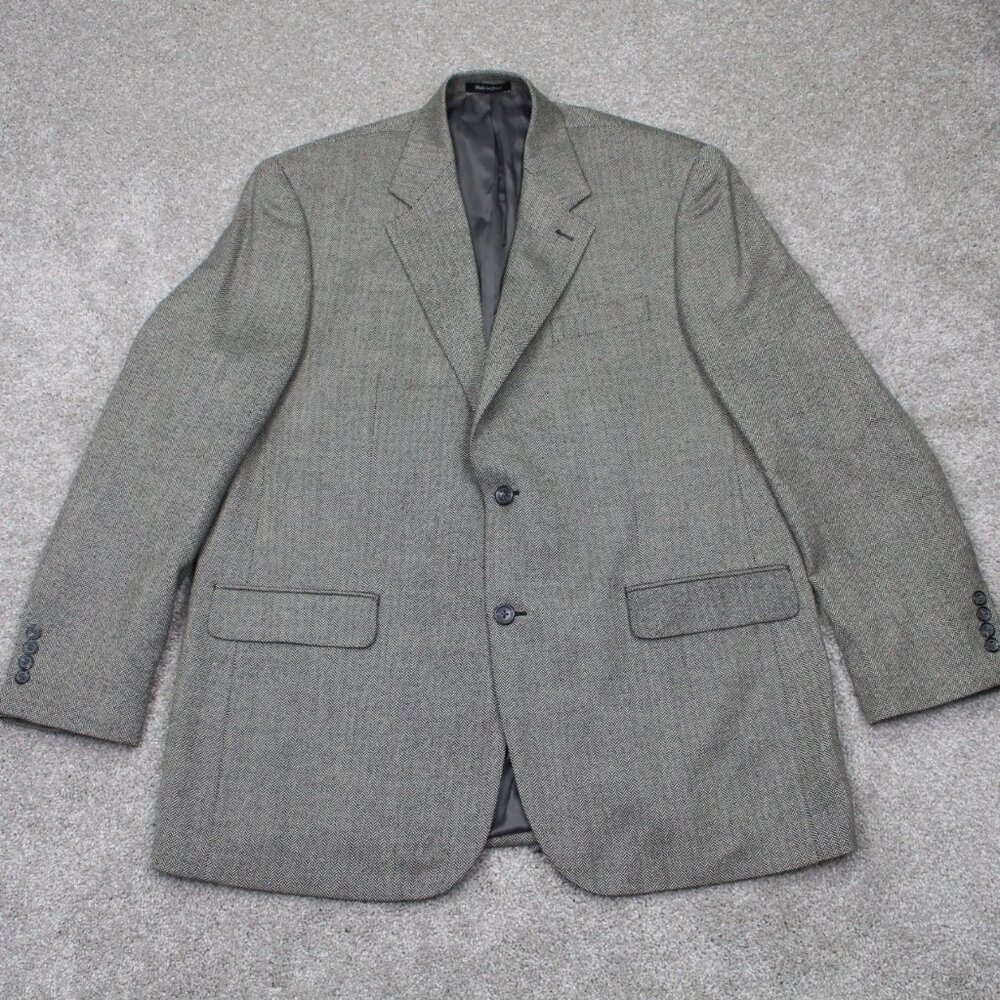 LAUREN Ralph Lauren Blazer Mens 46L Gray 100% Lambswool Sports Jacket Coat 2 Btn